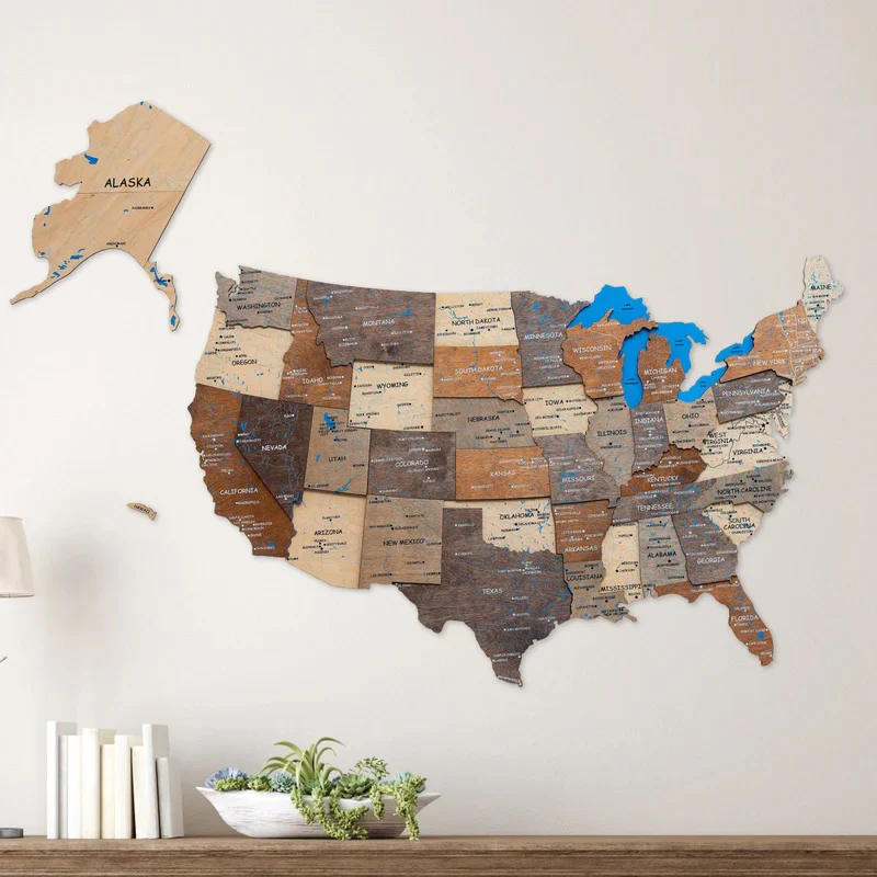 3d wooden map us multicolor 5